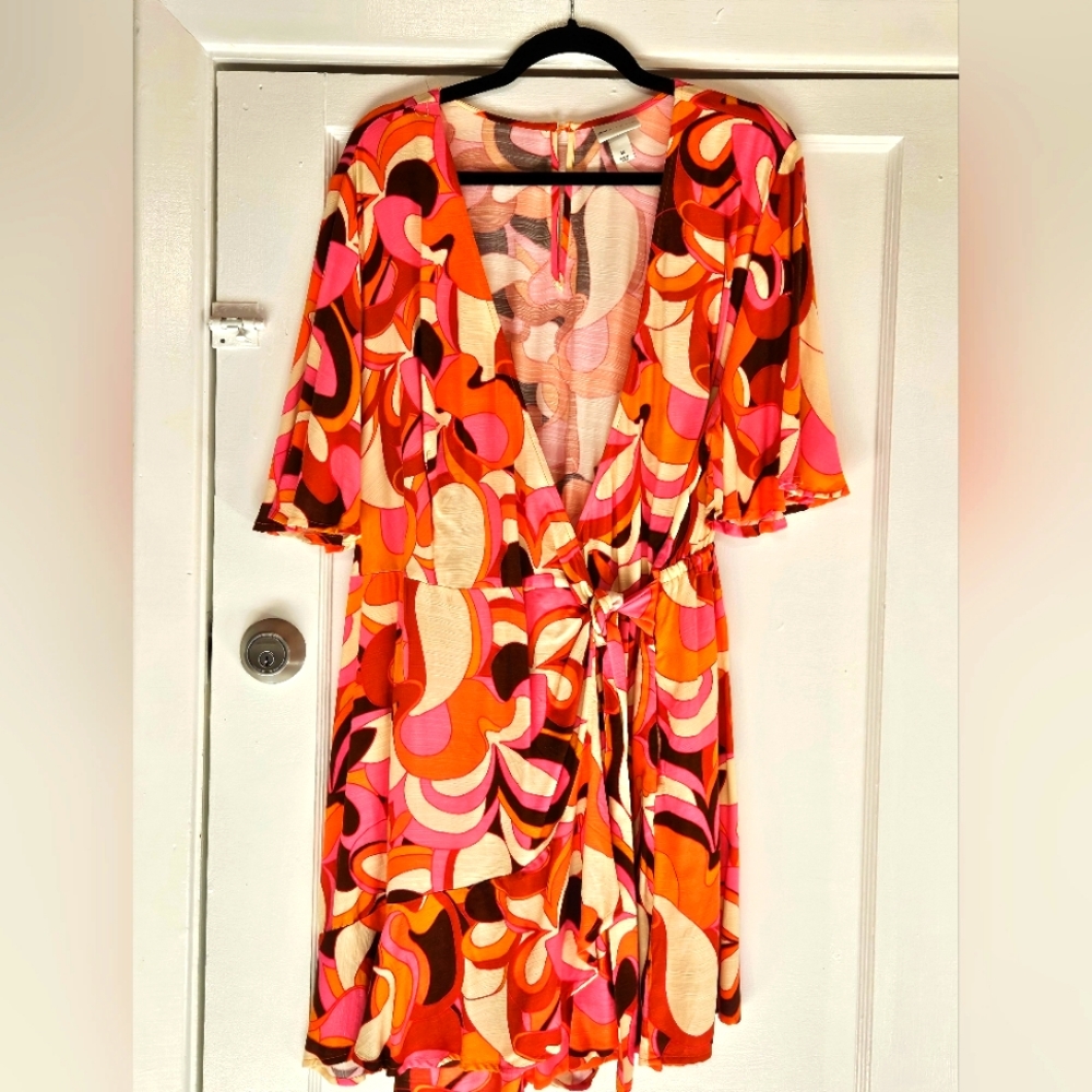 Orange Tie-waist Romper